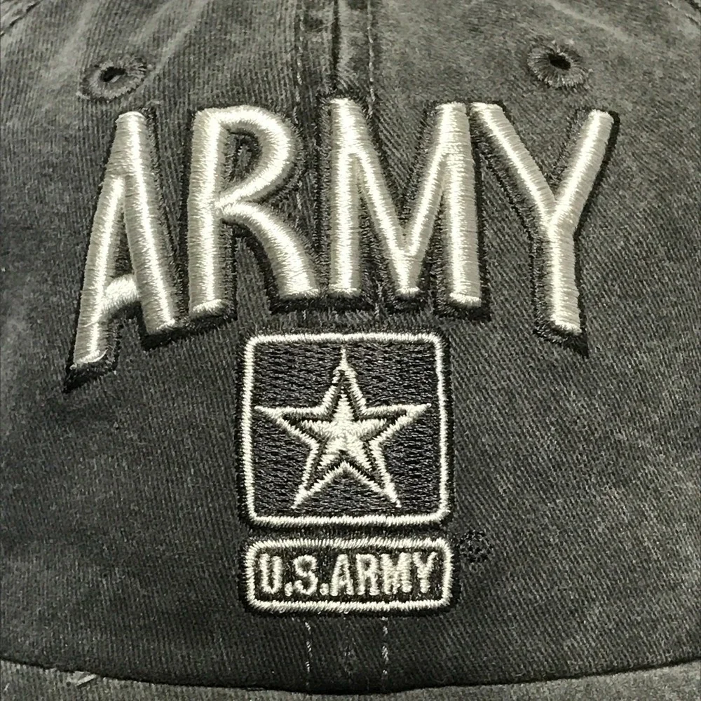 US Army Ball Cap Hat Gray Embroidered Adjustable Cotton